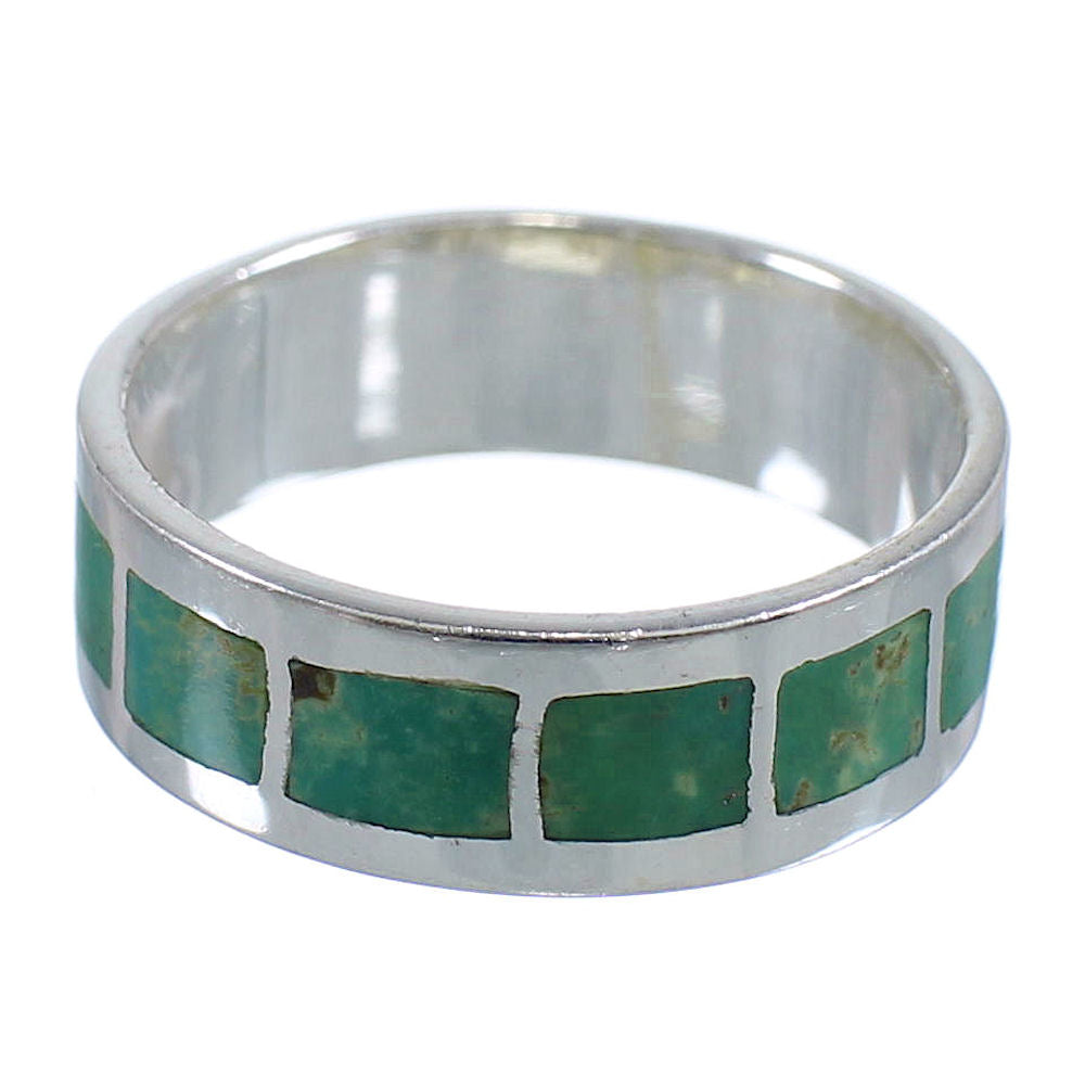 Genuine Sterling Silver And Turquoise Inlay Jewelry Ring Size 5-1/4 VX ...